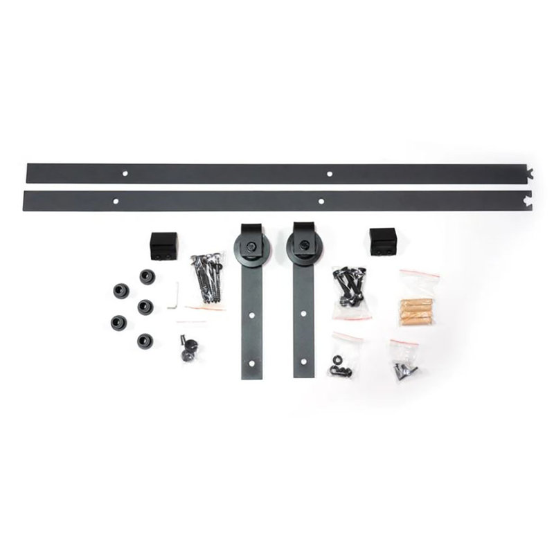 Black Heavy-Duty Barn Door Hardware Kit for 48 in. Doors