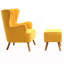 Kiro Upholstered Wingback Chair with Footstool-38292152