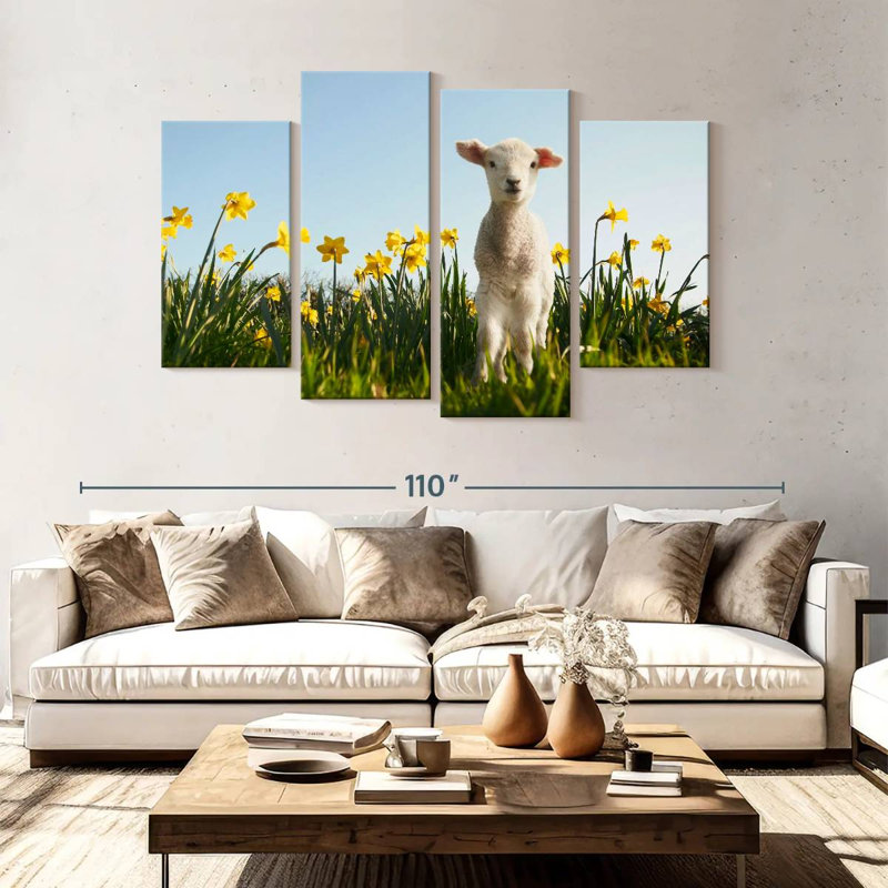 Mouflon dans la prairie, H 54 po x l 84 po