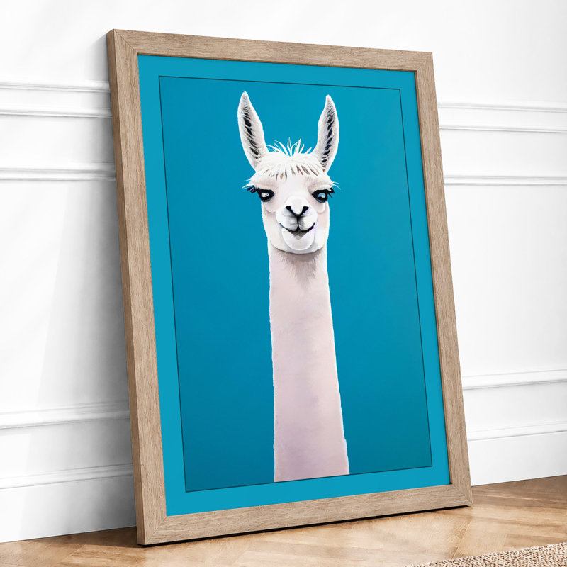 Serene Llama Portrait Modern - Print, A4 - 29.7 x 21.0 cm, Oak