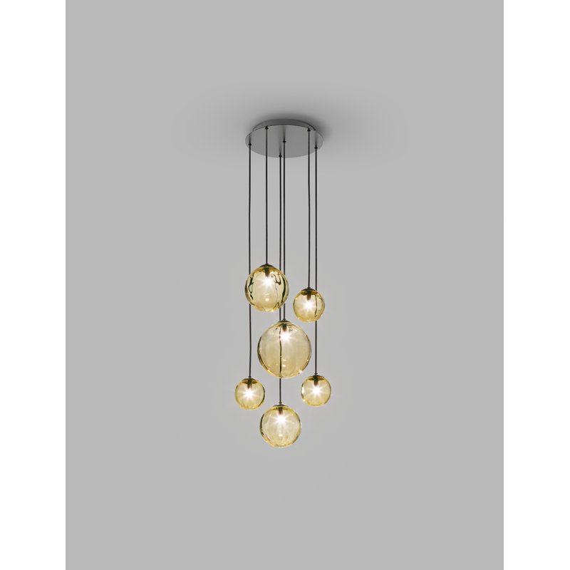 Puppet 6 - Light Pendant, Matte Black, Amber Transparent
