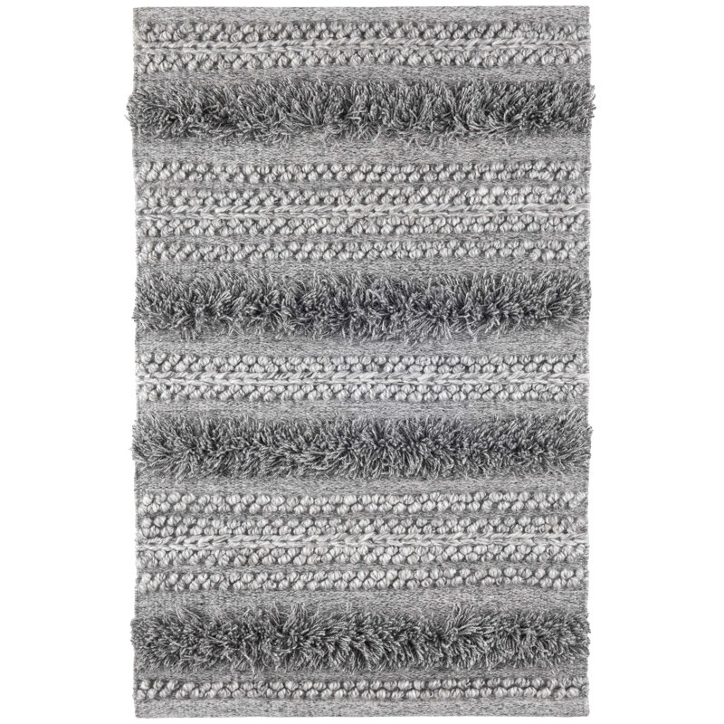 Zhara Stripe Grey Handwoven Performance Rug, Rectangle 10' x 14'