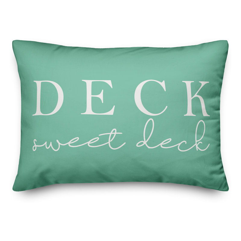 Textual Outdoor Throw Pillow, Mint Green