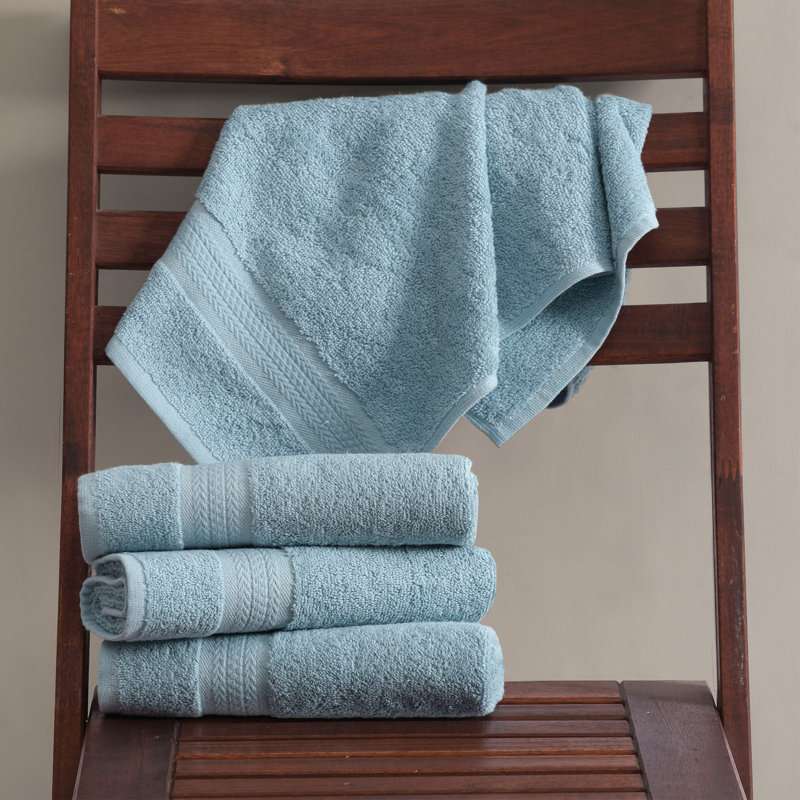 4-Pack Quick-Dry 100% Turkish Cotton Hand Towel Set for Bathroom, 16x30 Inches, Blue