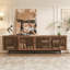Modern TV Stand for TVs, Entertainment Centre with Closed Storage Cable Management, Soft-Closing Hinges, Solid Wood Legs