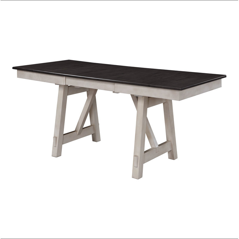 Table de salle à manger extensible de style maison de campagne 1pc, Crème, crème
