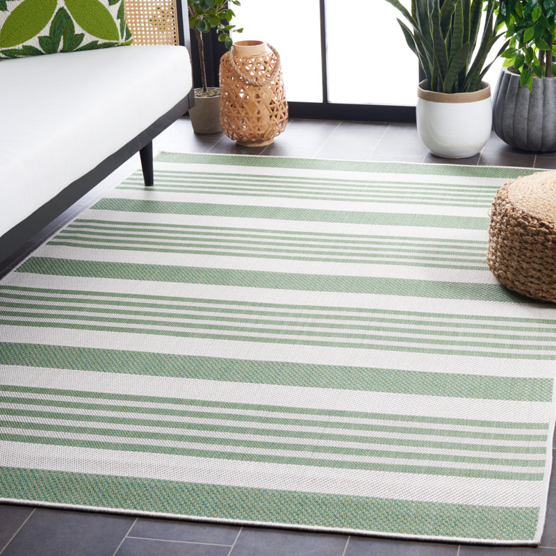 Dunnell Performance Machine Washable Striped Indoor/Outdoor Area Rug, Rectangle 9' x 12'