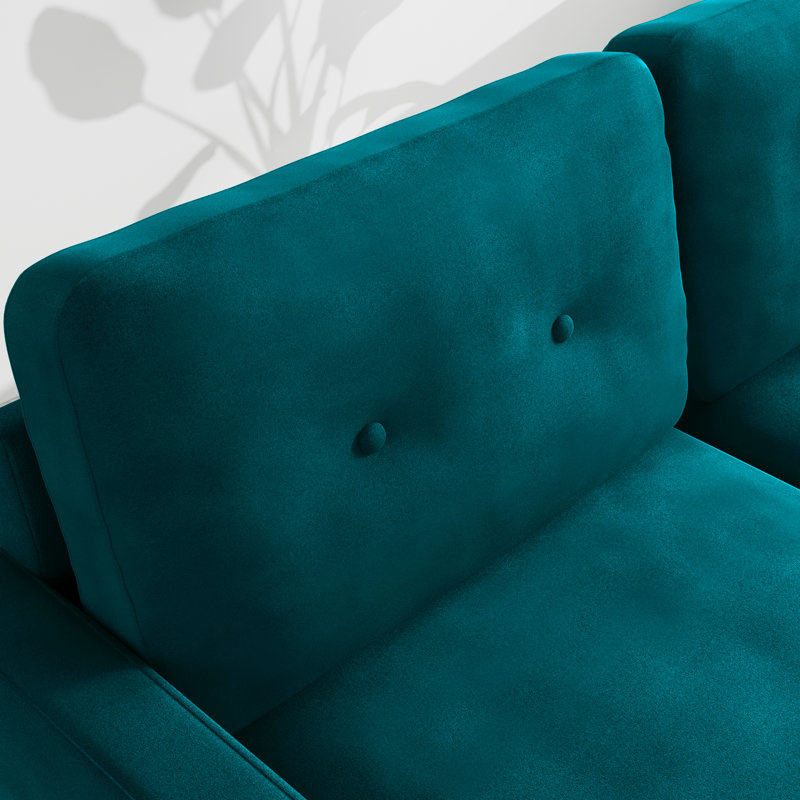 Madian Velvet Sofa, Teal Blue Velvet, 32.7" H x 70" W x 30" D