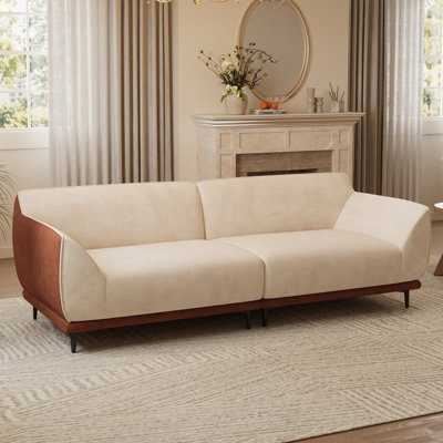 Canapé 86,61 po à 3 places, canapé en tissu moderne pour le salon, canapé rembourré confortable avec mousse haute densité et structure en métal robuste, canapé d'appartement - beige