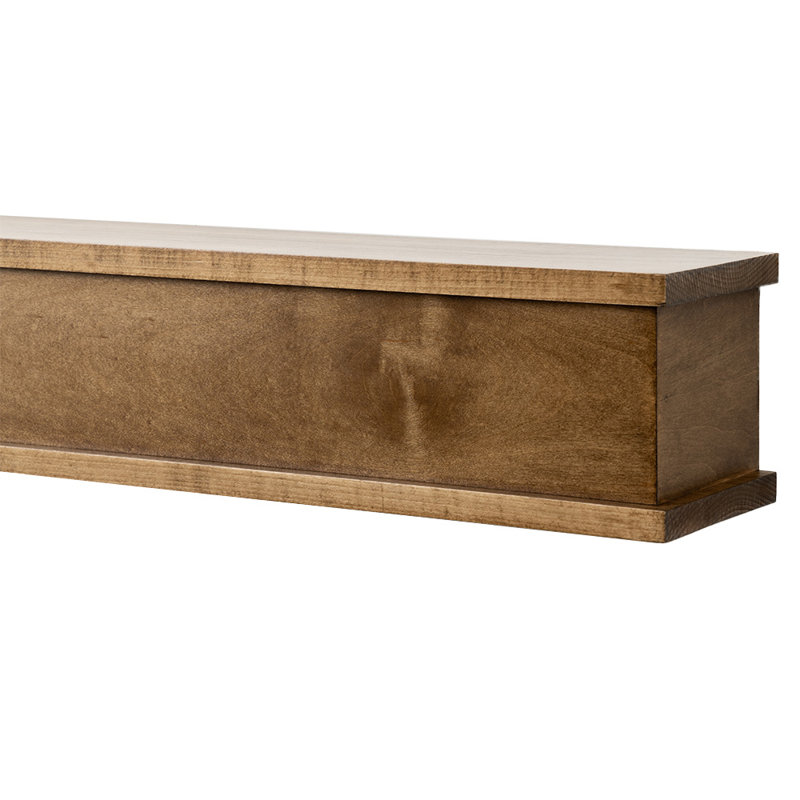 Muirwood Maple Wood Fireplace Mantel Shelf Elegant Transitional Design with Symmetrical Top, Clear Polyurethane, 48