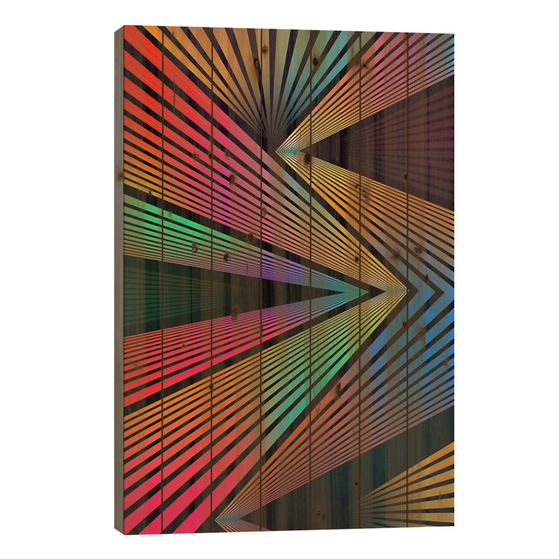«Crazy Ranibow», impression sur toile tendue, H 26 po x l 18 po x P 1,5 po, Bois