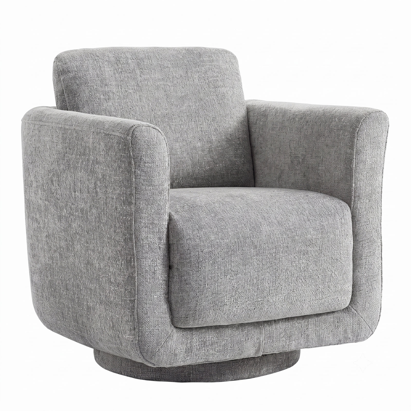 Scottie Eucalyptus Swivel Barrel Chair, Dove Gray Performance Chenille