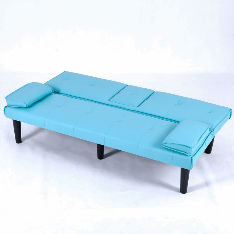 Lit bleu de 67 pouces avec porte-gobelet, pour un style de vie confortable et pratique, Bleu