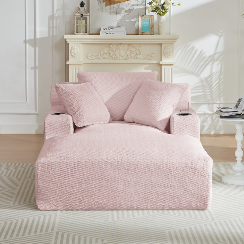 Méridienne surdimensionnée pour l'intérieur, sans assemblage requis, canapé-lit confortable pour le salon, le bureau, Rose