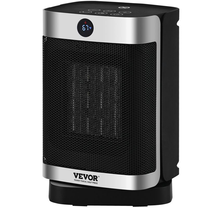 Blue Electric Ceramic Space Heater with Thermostat and Automatic Shut-off