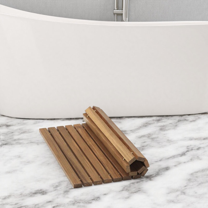 Roll up Genuine Teak Bath Mat