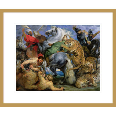 «The Tiger Hunt» par Peter Paul Rubens - impression giclée encadrée