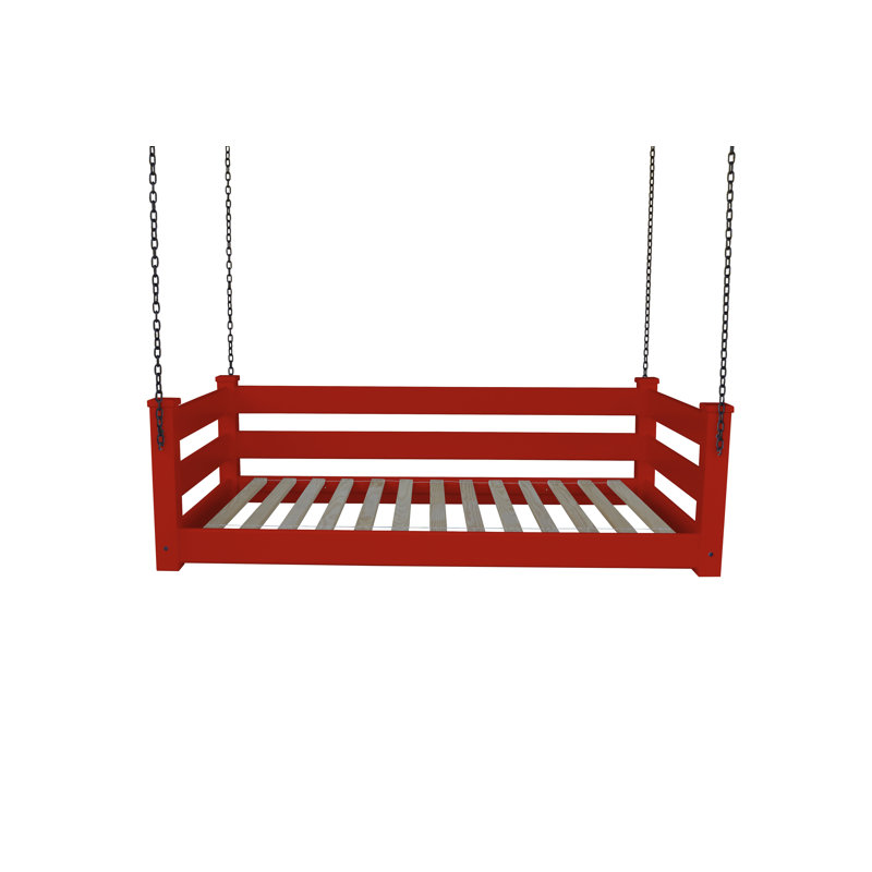 Adrow Solid Wood Hanging Daybed, Twin, Tractor Red