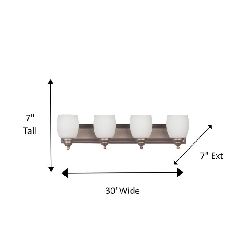 Éclairage pour salle de bain 4 lumières Shantal, Étain brossé