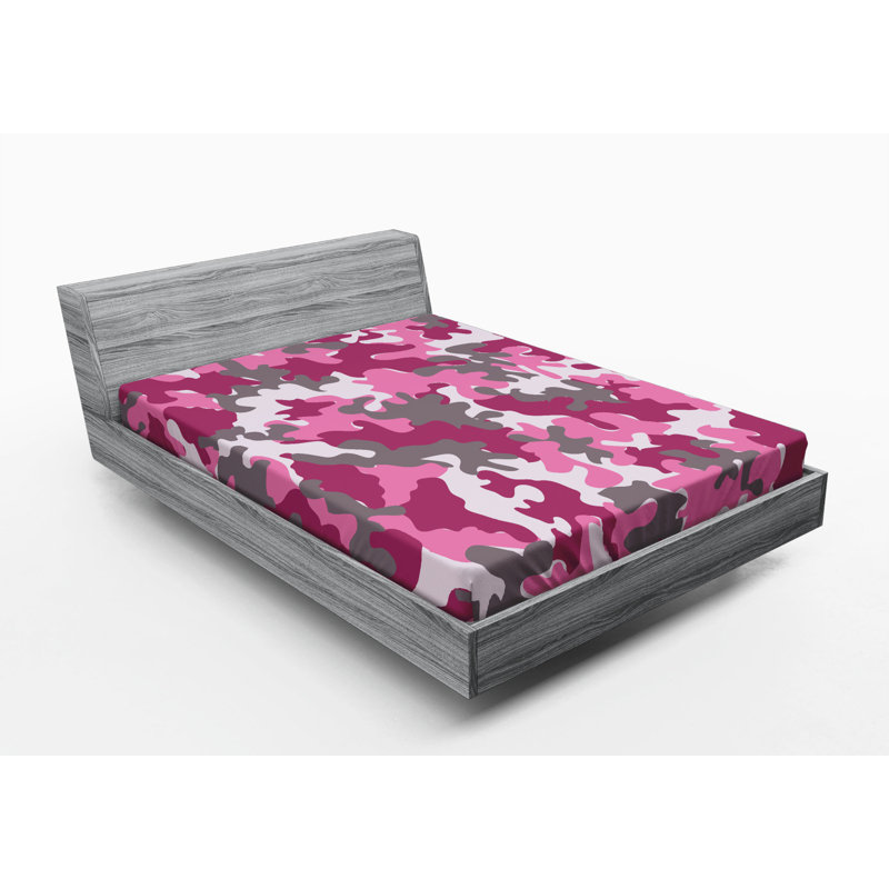 Microfiber Camouflage Fitted Sheet, Queen Fitted Sheet, Black/Green Camouflage 1