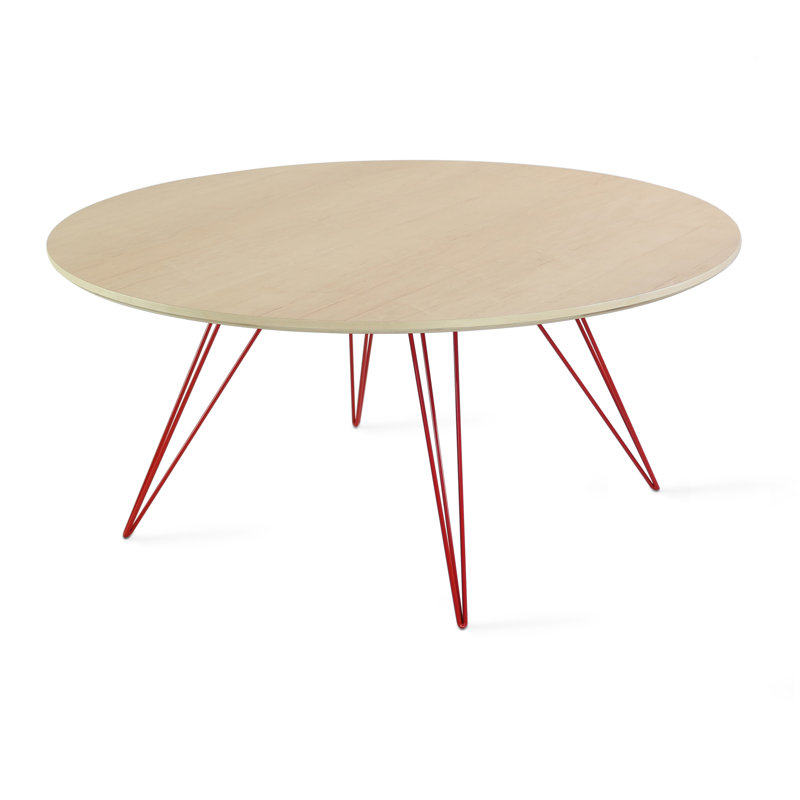 Williams Single Coffee Table, Red, 18" H x 40" L x 40" W, Maple