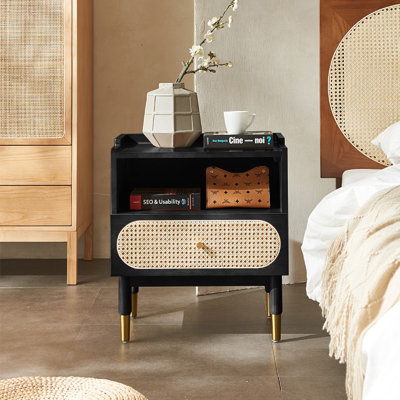 Agridaki 54cm W Solid Wood Bedside Table