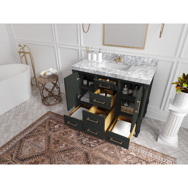 Ensemble de meuble-lavabo simple 42 po Aberdeen, Calacatta Laza, Noir