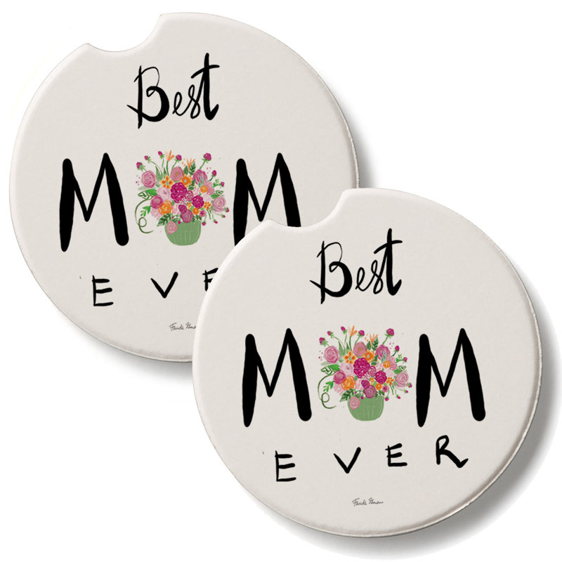 «Best Mom Ever», ensemble de 2 sous-verres en pierre