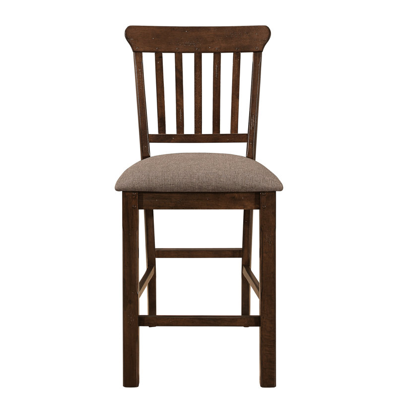De 2 chaises à hauteur de comptoir brun foncé, assise rembourrée, structure en bois, chaise de salle à manger d'apparence transitionnelle 2, bois