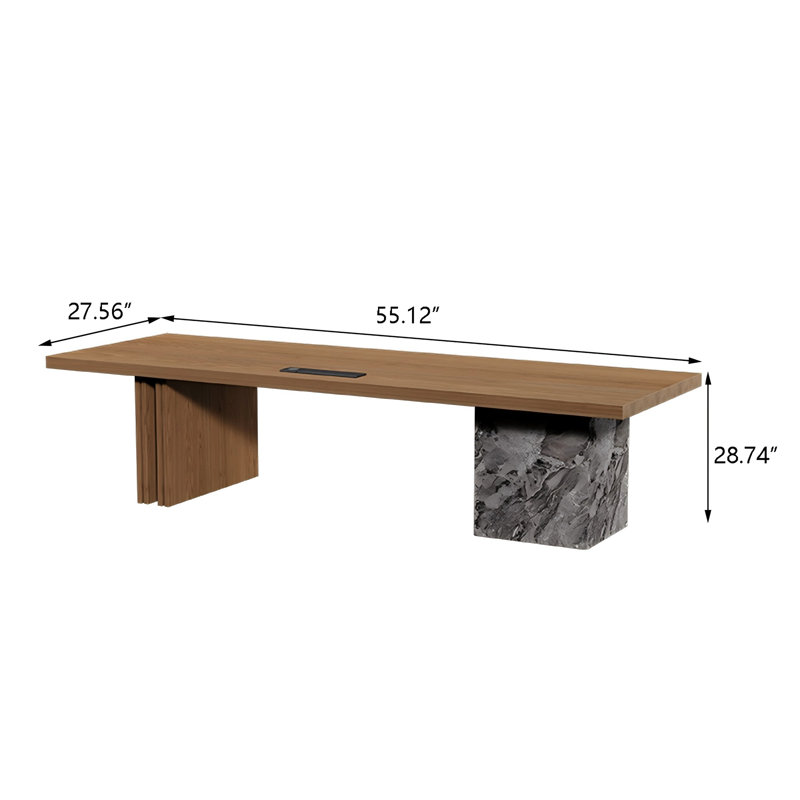 Bureau rectangulaire rétro en bois massif brun, H 28,74 po x l 55,12 po x P 27,56 po
