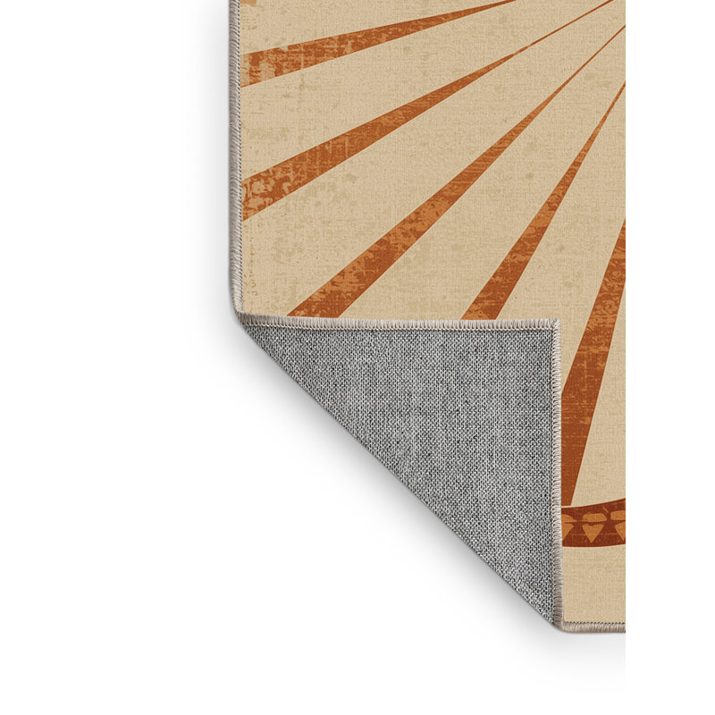 Machine Washable Osazee Thorny Devil Modern Rustic Vintage Look Rug in Brown – Beige Binding, 2x5