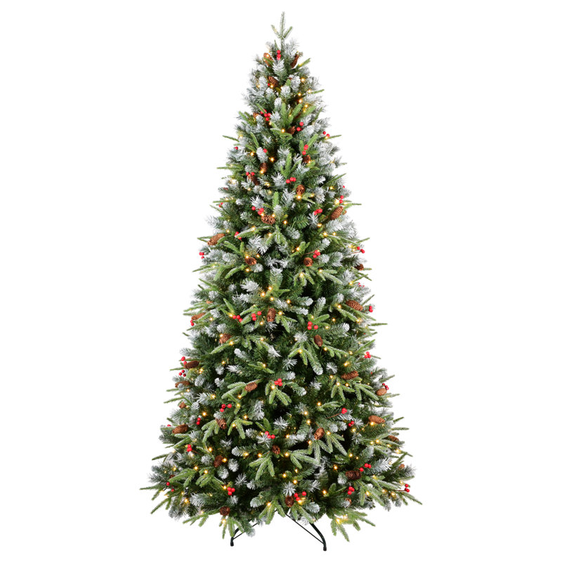 Arbre de Noël réaliste à lumières DEL de 7 pi - Pvc vert, charme d'hiver pour décor des Fêtes