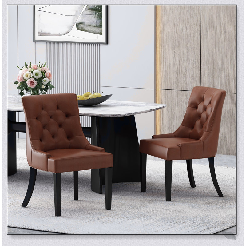 Chaise de salle à manger Cheney - KD MP2 (ensemble de 2) avec capitonnage à losanges, réglage de la hauteur du vérin à gaz et siège en similicuir pour plus de confort et de style