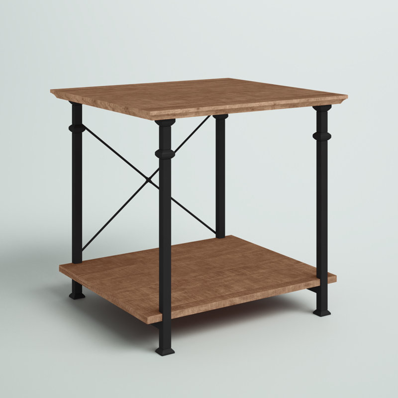 Zona Solid Wood Top End Table, Rustic Oak