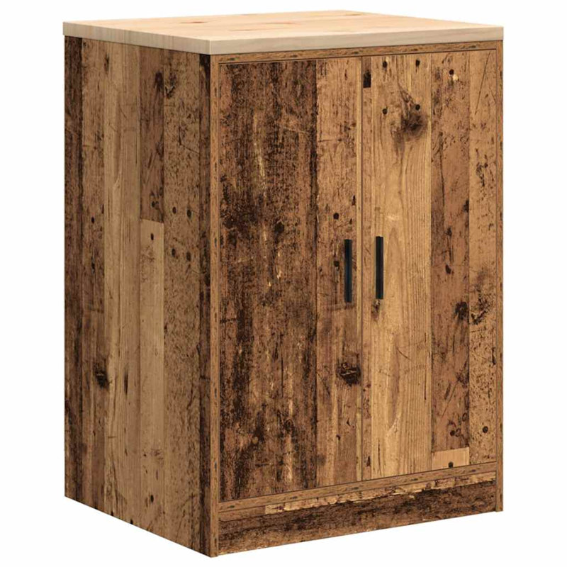 Solid Wood Single Storage Cabinet ( 85cm H x 60cm W x 51cm D), Old Wood