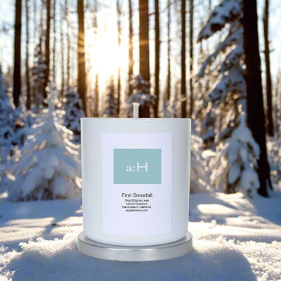 A:H First Snowfall Scented Tumbler Candle with Glass Holder