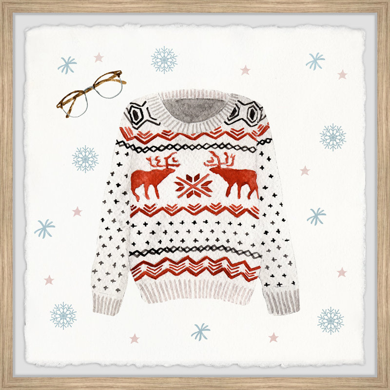 Reindeer Sweater - Single Picture Frame Painting, 45cm H x 45cm W x 3.81cm D