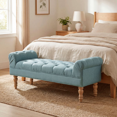 Cotton Blend Upholstered Bench