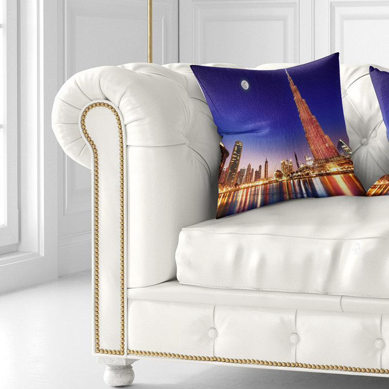 Coussin Burj Khalifa Night Landscape - Cityscape, 16 po x 1 po