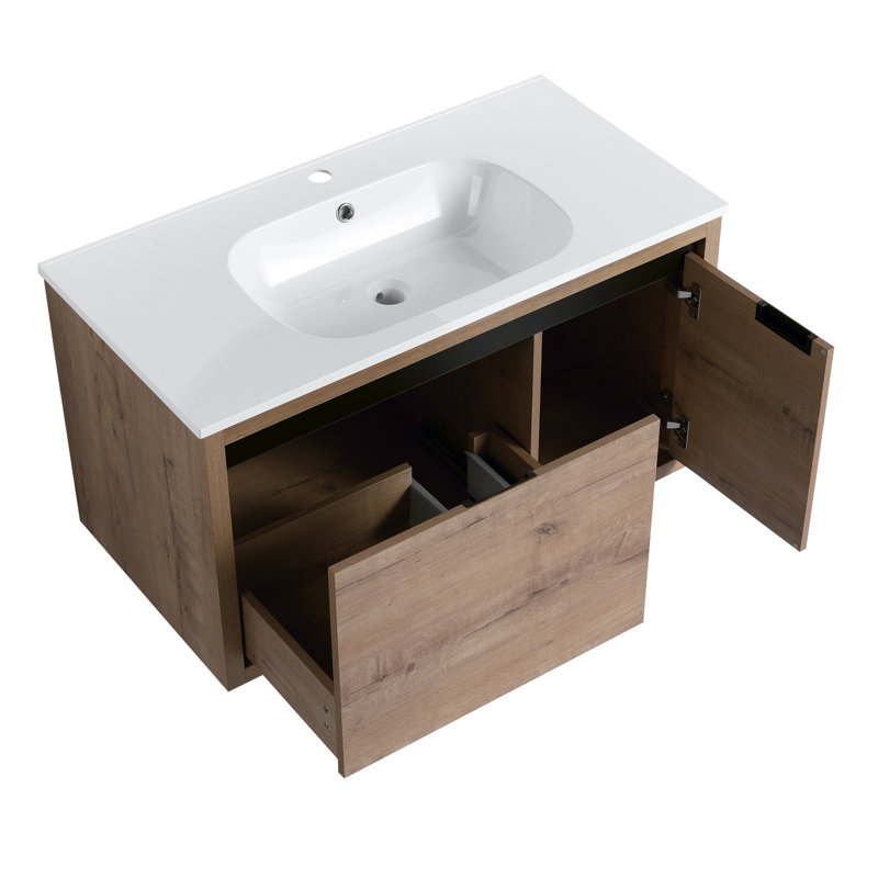 Meuble-lavabo mural avec lavabo en gel