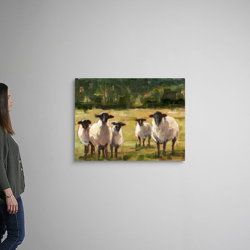Sheep Family I, art mural sur toile, Toile tendue, H 30 po x l 40 po x P 1 po