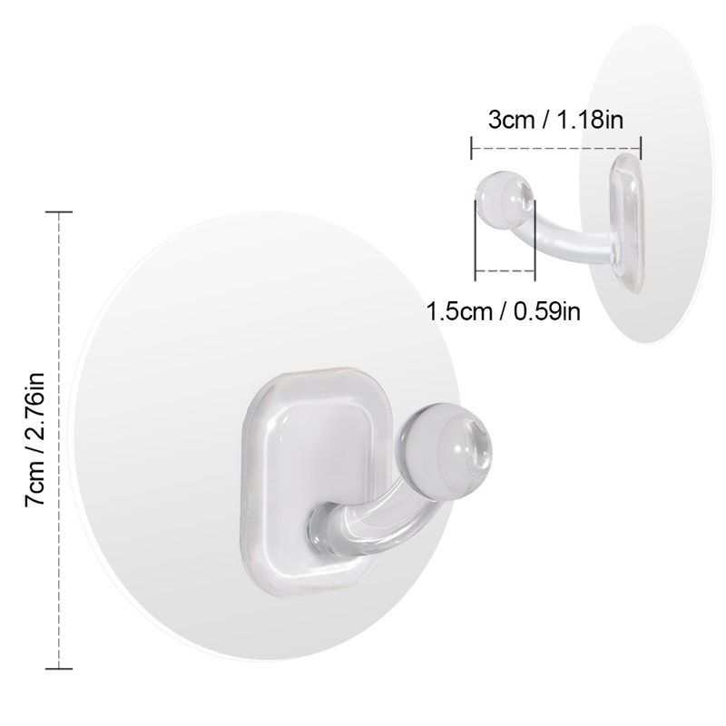 Adhesive Towel Robe Hooks (10 Pcs), Transparent