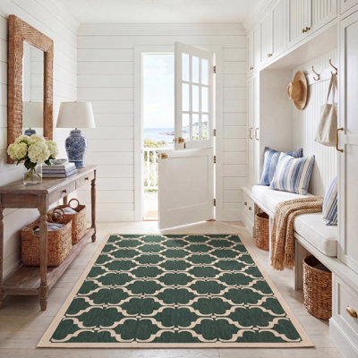 Arneshia Geometric Green/Beige Indoor / Outdoor Area Indoor/Outdoor Area Rug