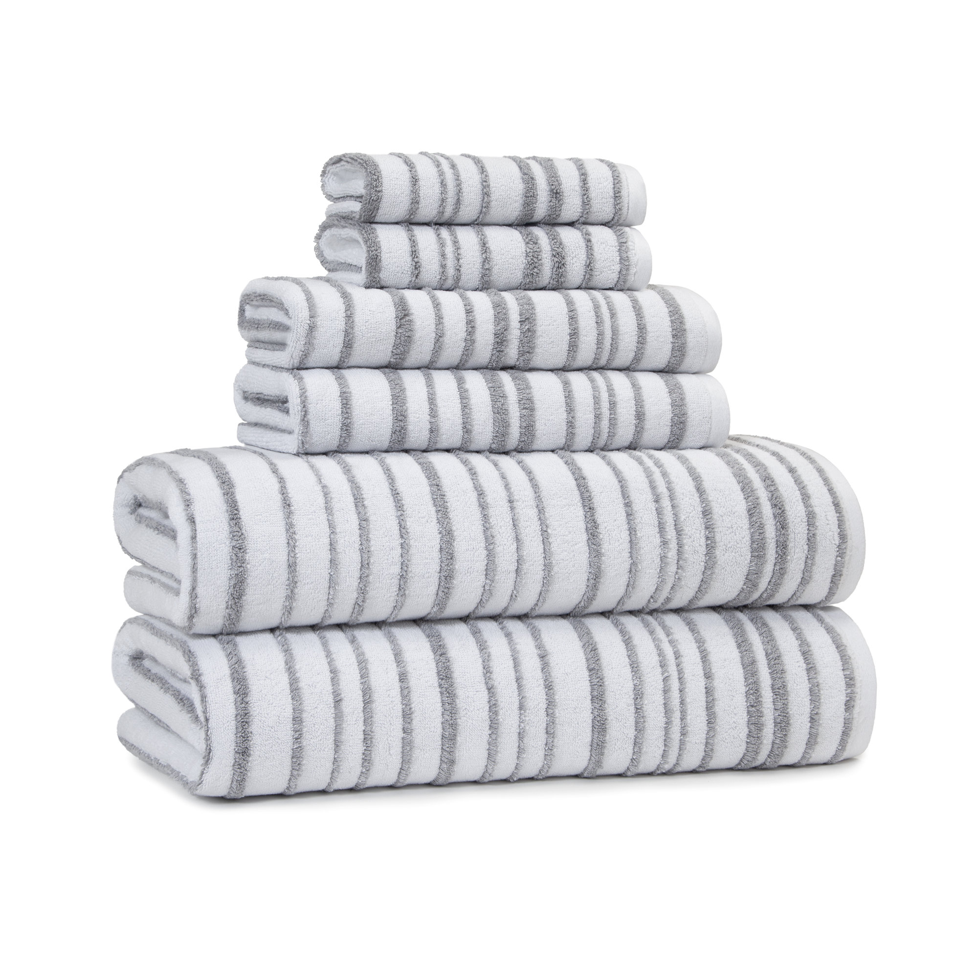 Ridgecrest 100% Cotton Bath Towel, Gray/White