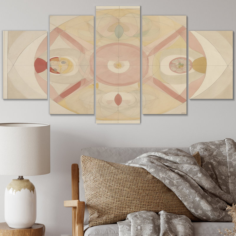 Cosmic Renaissance, Illustration spirituelle rétro V, reproduction d'art abstrait mural, 5 panneaux