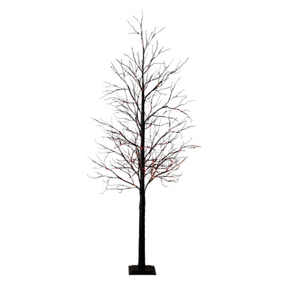 8' Pre-Lit Halloween Black Twig Tree
