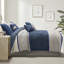 Édredon grand 7 pièces en bleu - Faux suède Édredon lavable à la machine, taies décoratives, coussins, jupe de lit inclus Détails de couture inclus-131375986-131375988