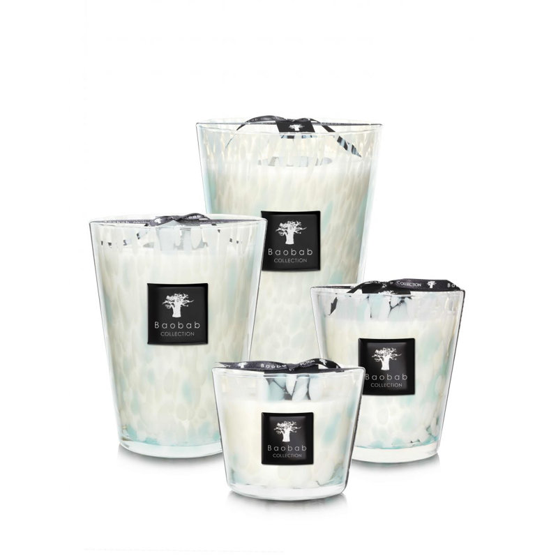 Pearls Sapphire Candle, 13.8" H x 9.36" W x 9.36" D