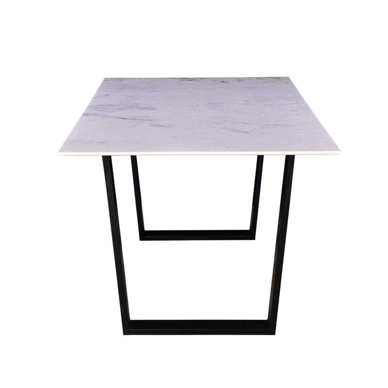 Table de salle à manger moderne en marbre avec pieds en fer noir