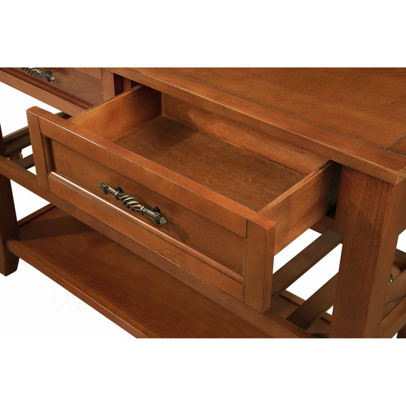 Console avec 2 tiroirs de rangement et 2 tablettes de style Mid-Century Buffet en bois massif de 42 po pour le salon, la cuisine, la salle à manger, le vestibule et le vestibule